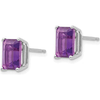 14K White Gold 8x6mm Emerald Cut Amethyst Stud Earrings - 1.45 Carat Total Amethyst Weight by Monteluci Fine Jewelry