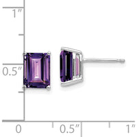 14K White Gold 8x6mm Emerald Cut Amethyst Stud Earrings - 1.45 Carat Total Amethyst Weight by Monteluci Fine Jewelry