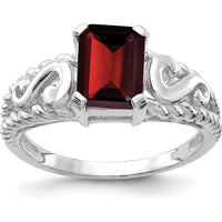 14K White Gold 8x6mm Emerald Cut Garnet Ring - 1.95 Carat Total Garnet Weight by Monteluci Fine Jewelry