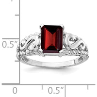 14K White Gold 8x6mm Emerald Cut Garnet Ring - 1.95 Carat Total Garnet Weight by Monteluci Fine Jewelry