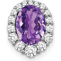14K White Gold 8x6mm Oval Amethyst and Diamond Halo Pendant - 1.25 Carat Amethyst, 0.185 Carat Total Diamond Weight by Lumare Gioia