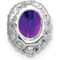 14K White Gold 8x6mm Oval Amethyst and Diamond Halo Pendant - 1.25 Carat Amethyst, 0.185 Carat Total Diamond Weight by Lumare Gioia
