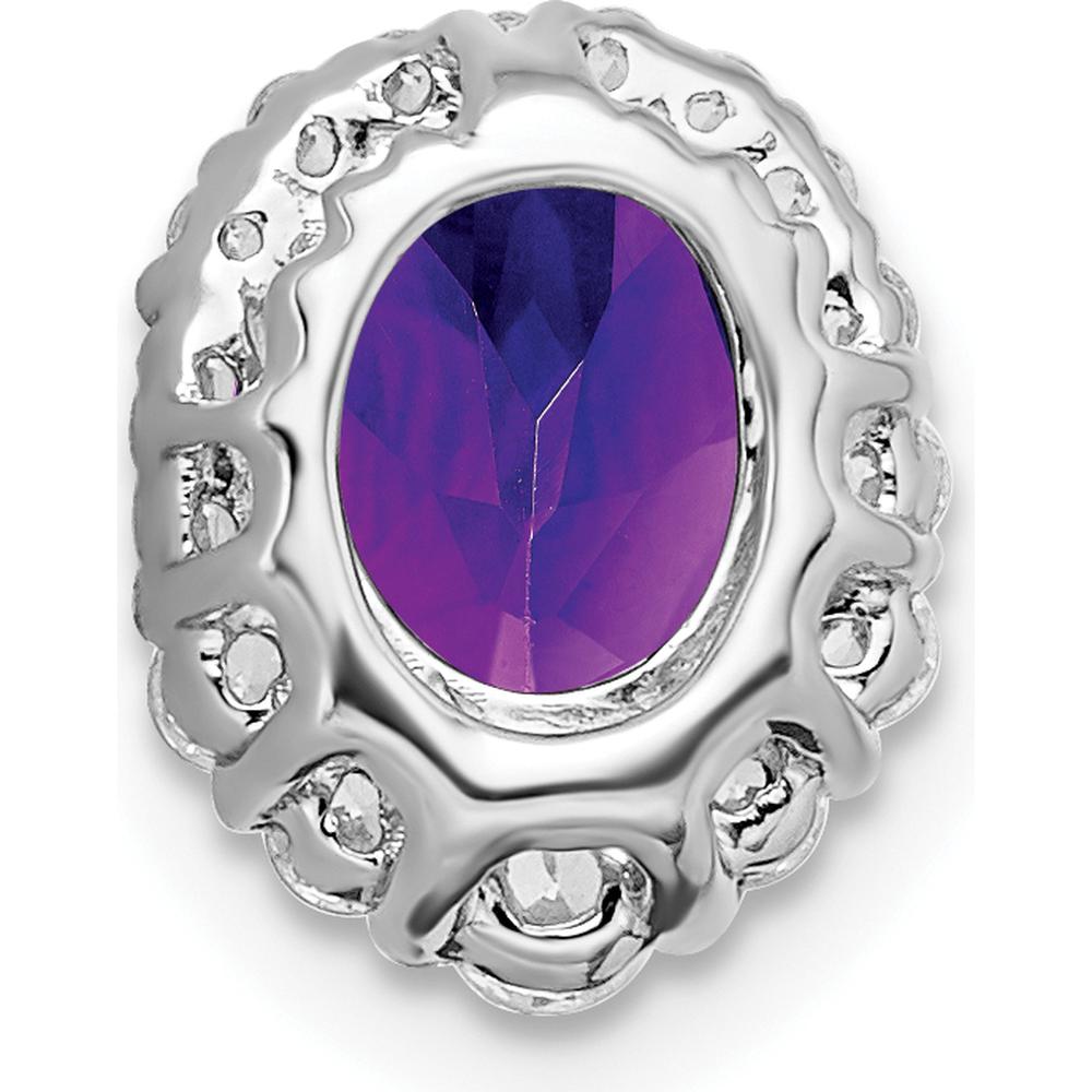 14K White Gold 8x6mm Oval Amethyst and Diamond Halo Pendant - 1.25 Carat Amethyst, 0.185 Carat Total Diamond Weight by Lumare Gioia