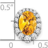 14K White Gold 8x6mm Oval Citrine and Diamond Halo Pendant - 1.25 Carat Total Citrine Weight by Lumare Gioia