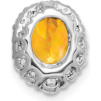 14K White Gold 8x6mm Oval Citrine and Diamond Halo Pendant - 1.25 Carat Total Citrine Weight by Lumare Gioia