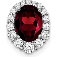 14K White Gold 8x6mm Oval Garnet and Diamond Halo Pendant - 1.25 Carat Total Garnet Weight, 0.21 Carat Total Diamond Weight by Lumare Gioia