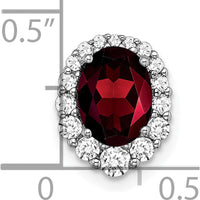 14K White Gold 8x6mm Oval Garnet and Diamond Halo Pendant - 1.25 Carat Total Garnet Weight, 0.21 Carat Total Diamond Weight by Lumare Gioia