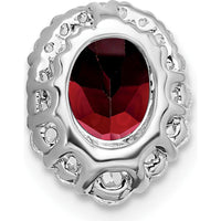 14K White Gold 8x6mm Oval Garnet and Diamond Halo Pendant - 1.25 Carat Total Garnet Weight, 0.21 Carat Total Diamond Weight by Lumare Gioia