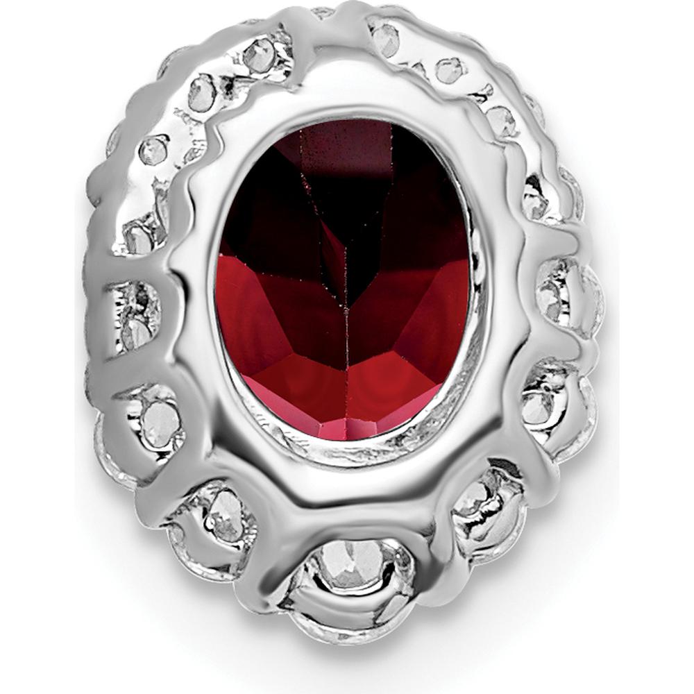 14K White Gold 8x6mm Oval Garnet and Diamond Halo Pendant - 1.25 Carat Total Garnet Weight, 0.21 Carat Total Diamond Weight by Lumare Gioia
