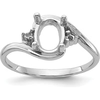 14K White Gold 8x6mm Oval Gemstone Ring Mounting with 0.03 Carat Diamond Accents by Monteluci Fine Jewelry
