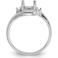 14K White Gold 8x6mm Oval Gemstone Ring Mounting with 0.03 Carat Diamond Accents by Monteluci Fine Jewelry