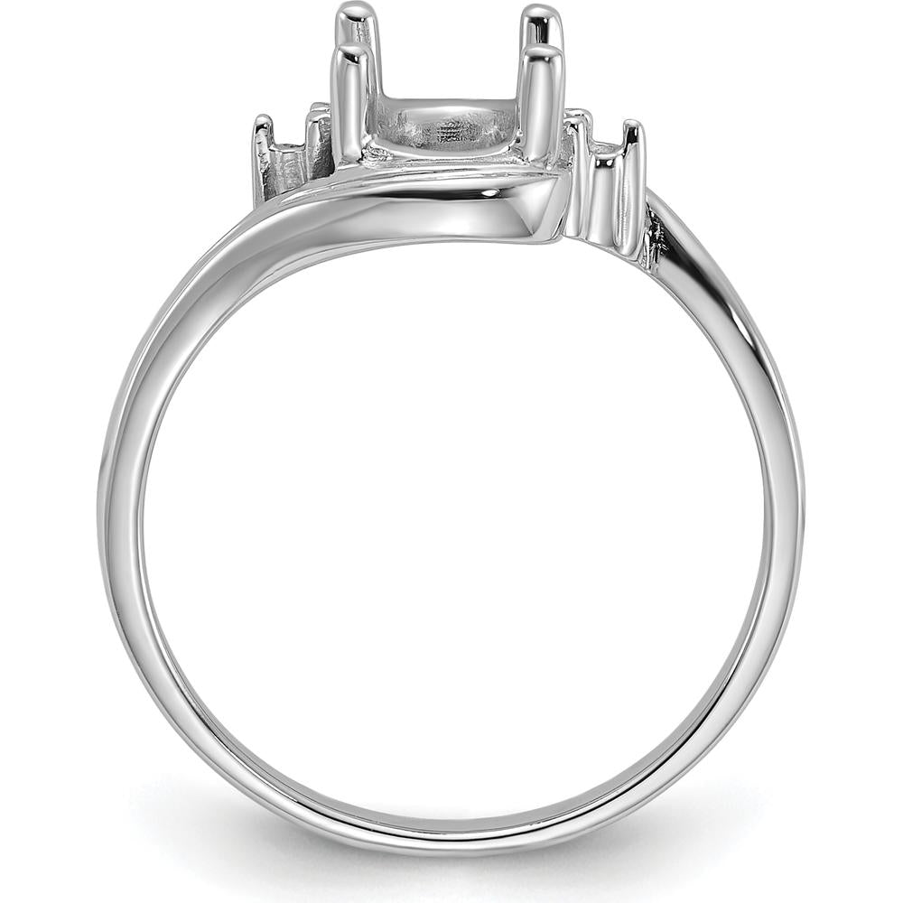 14K White Gold 8x6mm Oval Gemstone Ring Mounting with 0.03 Carat Diamond Accents by Monteluci Fine Jewelry
