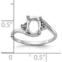 14K White Gold 8x6mm Oval Gemstone Ring Mounting with 0.03 Carat Diamond Accents by Monteluci Fine Jewelry