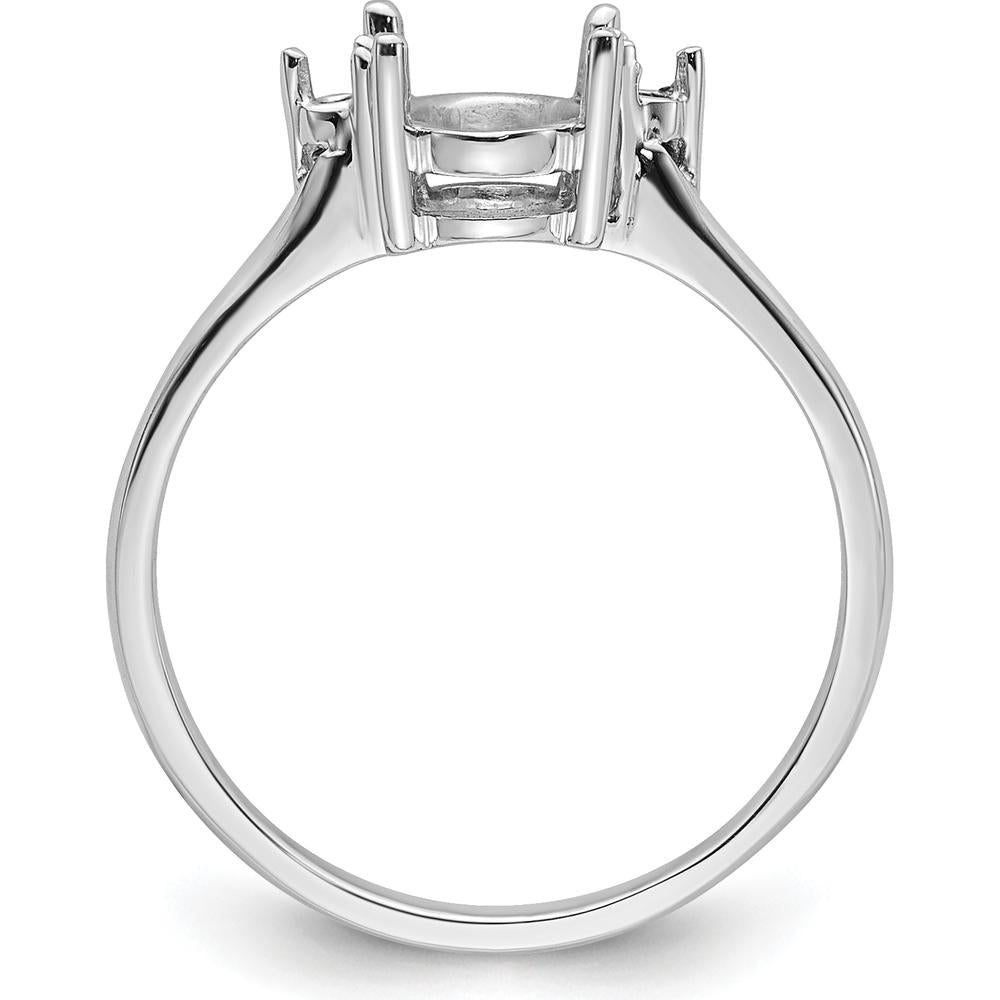14K White Gold 8x6mm Oval Gemstone Ring Mounting with Polished Rhodium Finish by Monteluci Fine Jewelry