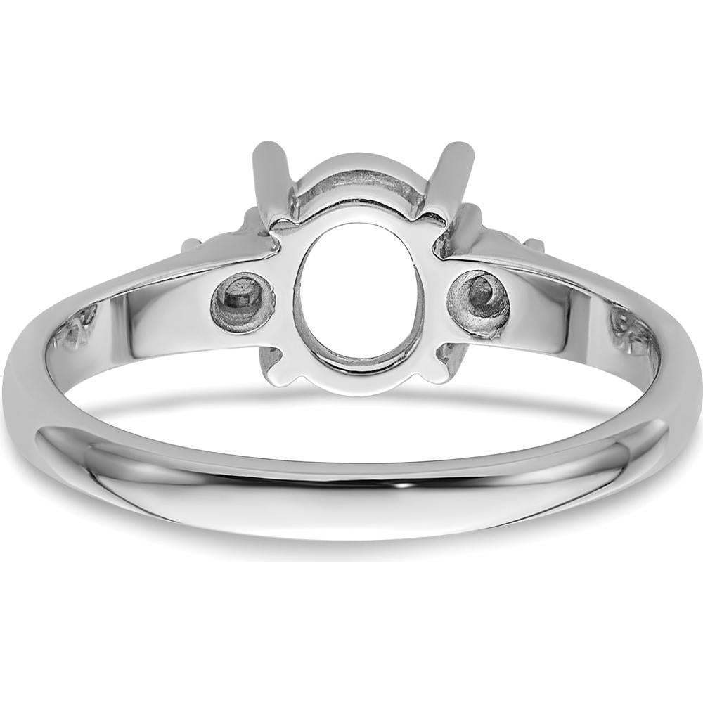 14K White Gold 8x6mm Oval Gemstone Ring Mounting with Polished Rhodium Finish by Monteluci Fine Jewelry