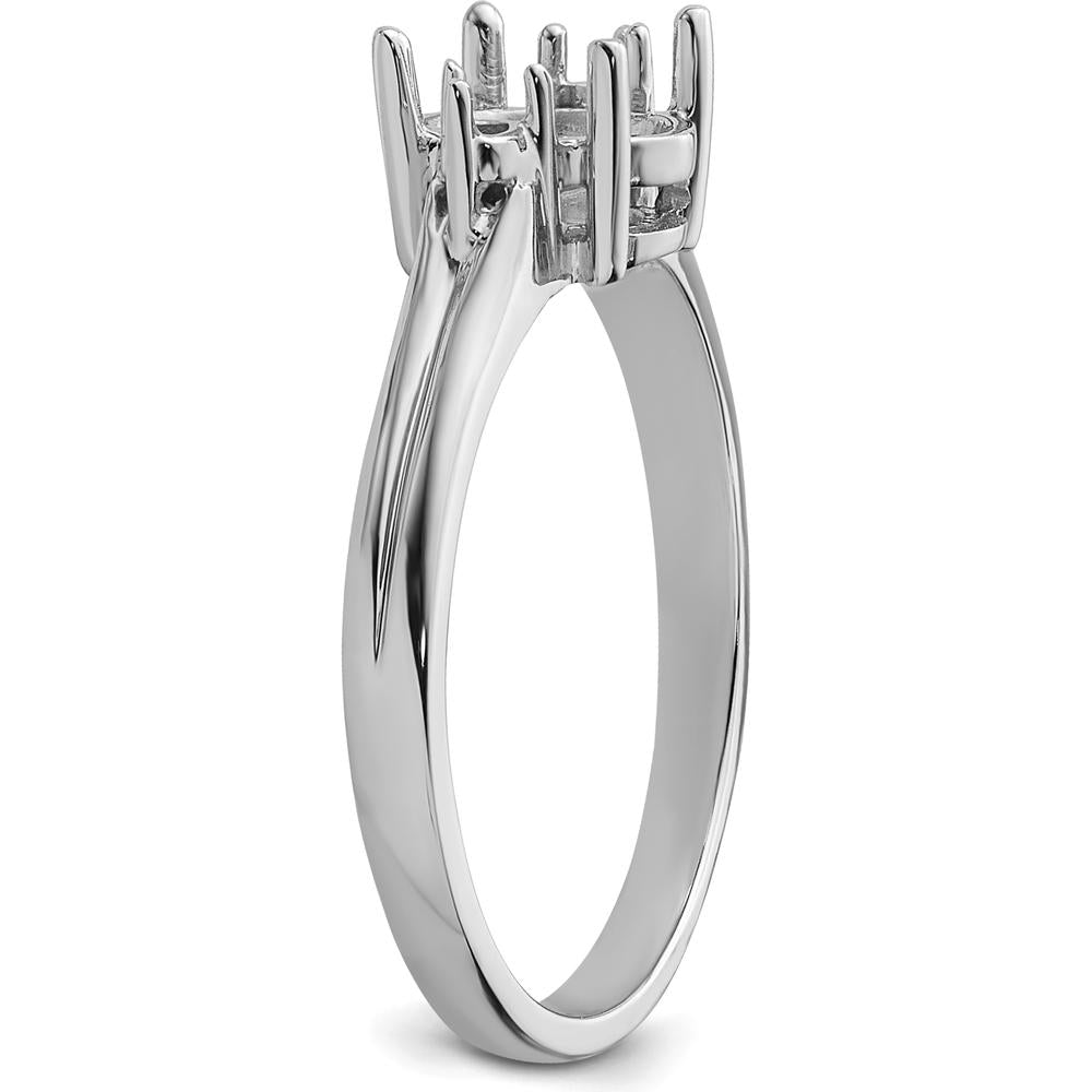 14K White Gold 8x6mm Oval Gemstone Ring Mounting with Polished Rhodium Finish by Monteluci Fine Jewelry