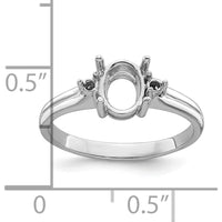 14K White Gold 8x6mm Oval Gemstone Ring Mounting with Polished Rhodium Finish by Monteluci Fine Jewelry