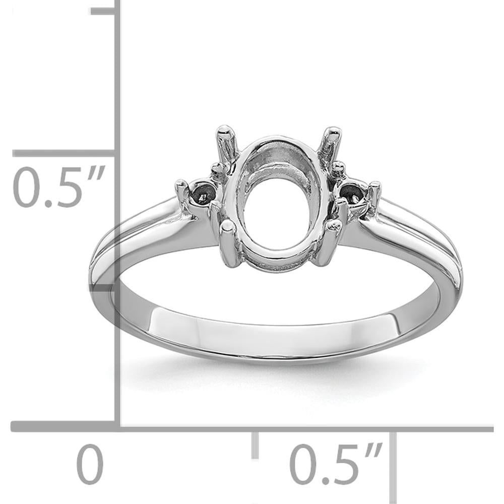 14K White Gold 8x6mm Oval Gemstone Ring Mounting with Polished Rhodium Finish by Monteluci Fine Jewelry