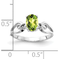 14K White Gold 8x6mm Oval Natural Peridot Ring - 0.85 Carat Gemstone Weight by Monteluci Fine Jewelry