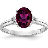 14K White Gold 8x6mm Oval Rhodolite Garnet and Diamond Ring - 1.67 Carat Total Gem Weight by Monteluci Fine Jewelry