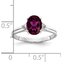 14K White Gold 8x6mm Oval Rhodolite Garnet and Diamond Ring - 1.67 Carat Total Gem Weight by Monteluci Fine Jewelry