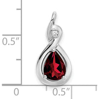 14K White Gold 8x6mm Pear Garnet and Diamond Chain Slide Pendant - 1.42 Carat Total Gemstone Weight by Lumare Gioia