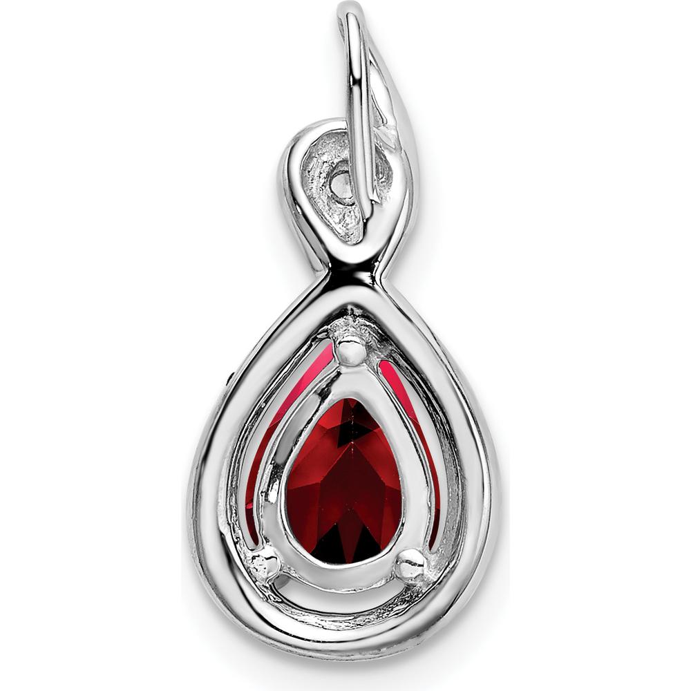 14K White Gold 8x6mm Pear Garnet and Diamond Chain Slide Pendant - 1.42 Carat Total Gemstone Weight by Lumare Gioia