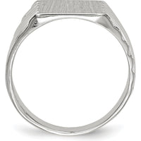 14K White Gold 9.0x10.0mm Closed Back Signet Ring with Satin Finish by 0