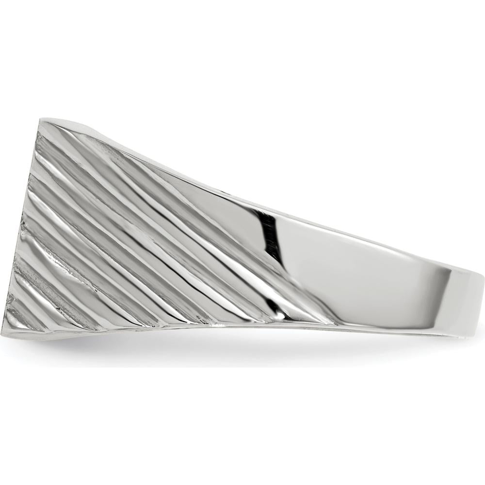 14K White Gold 9.0x10.0mm Closed Back Signet Ring with Satin Finish by 0