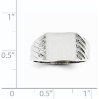 14K White Gold 9.0x10.0mm Closed Back Signet Ring with Satin Finish by 0