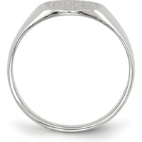 14K White Gold 9.0x9.5mm Closed Back Signet Ring with Polished & Brushed Satin Finish by 0