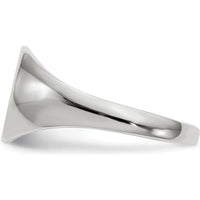 14K White Gold 9.0x9.5mm Closed Back Signet Ring with Polished & Brushed Satin Finish by 0
