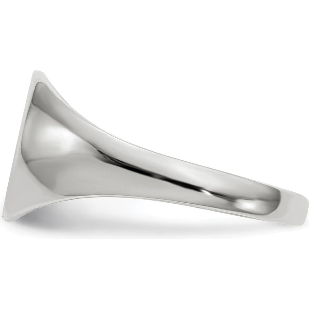 14K White Gold 9.0x9.5mm Closed Back Signet Ring with Polished & Brushed Satin Finish by 0