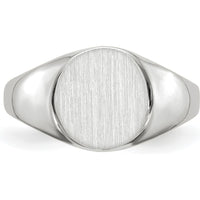 14K White Gold 9.0x9.5mm Closed Back Signet Ring with Polished & Brushed Satin Finish by 0