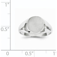 14K White Gold 9.0x9.5mm Closed Back Signet Ring with Polished & Brushed Satin Finish by 0