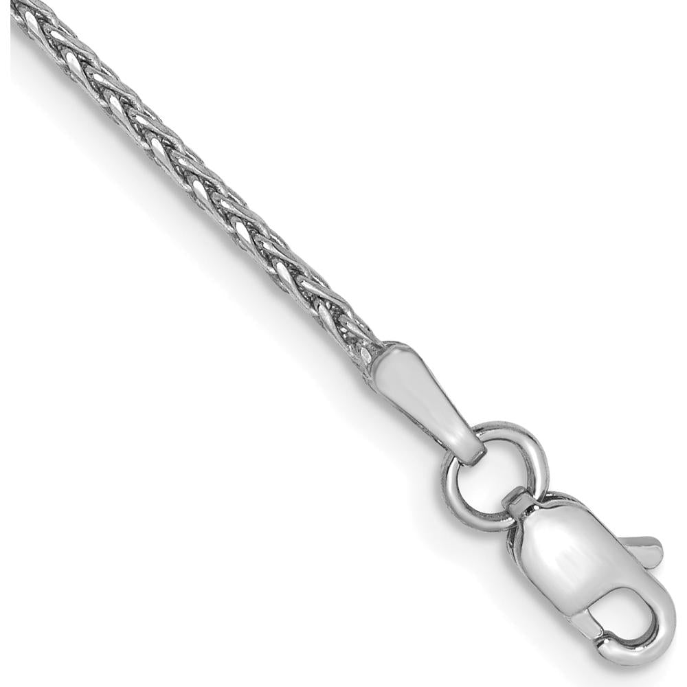 14K White Gold 9" 1.5mm Diamond-Cut Parisian Wheat Anklet with Lobster Clasp by Oro Pregiato
