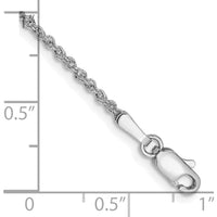 14K White Gold 9" 1.7mm Ropa Anklet with Lobster Clasp - Polished Finish, Rhodium Plated by Oro Pregiato