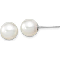 14K White Gold 9-10mm Round South Sea Saltwater Cultured Pearl Post Earrings by Monteluci Fine Jewelry