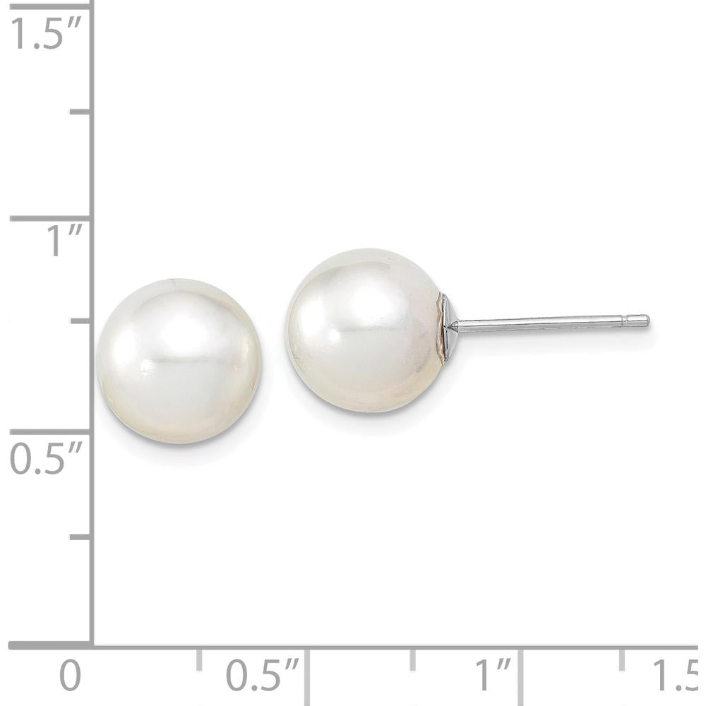 14K White Gold 9-10mm Round South Sea Saltwater Cultured Pearl Post Earrings by Monteluci Fine Jewelry