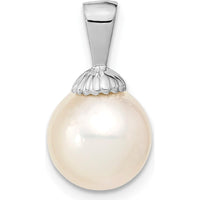 14K White Gold 9-10mm Round White South Sea Saltwater Pearl Pendant by Monteluci Fine Jewelry