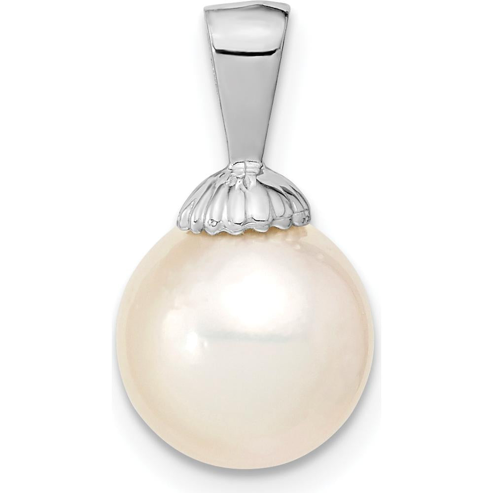14K White Gold 9-10mm Round White South Sea Saltwater Pearl Pendant by Monteluci Fine Jewelry