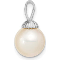 14K White Gold 9-10mm Round White South Sea Saltwater Pearl Pendant by Monteluci Fine Jewelry