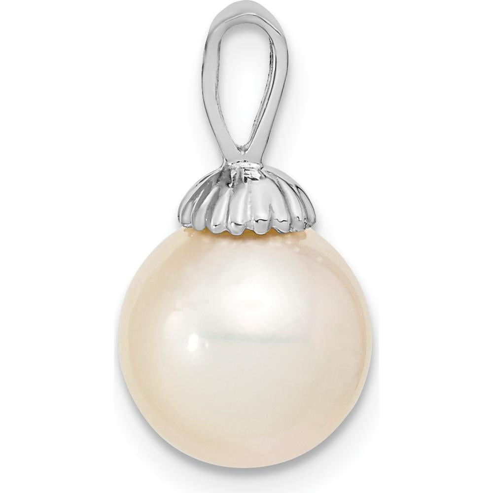 14K White Gold 9-10mm Round White South Sea Saltwater Pearl Pendant by Monteluci Fine Jewelry