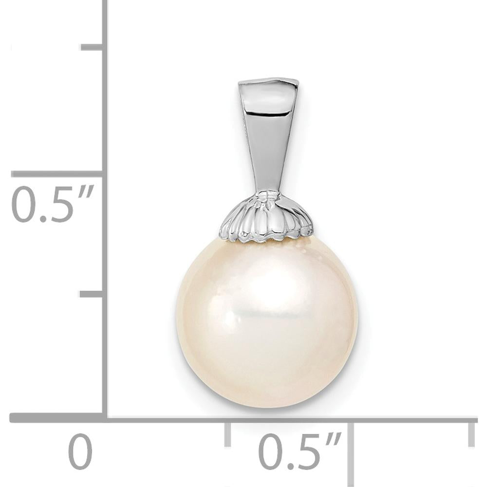 14K White Gold 9-10mm Round White South Sea Saltwater Pearl Pendant by Monteluci Fine Jewelry