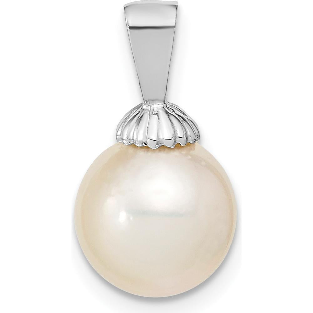 14K White Gold 9-10mm Round White South Sea Saltwater Pearl Pendant by Monteluci Fine Jewelry