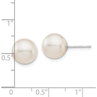 14K White Gold 9-10mm White Round Akoya Saltwater Cultured Pearl Post Earrings by Monteluci Fine Jewelry