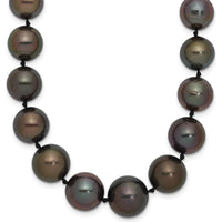 14K White Gold 9-12mm Black Semi-Round Tahitian Saltwater Cultured Pearl Graduated Necklace - 19" by Monteluci Fine Jewelry