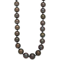14K White Gold 9-12mm Black Semi-Round Tahitian Saltwater Cultured Pearl Graduated Necklace - 19" by Monteluci Fine Jewelry