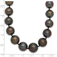 14K White Gold 9-12mm Black Semi-Round Tahitian Saltwater Cultured Pearl Graduated Necklace - 19" by Monteluci Fine Jewelry