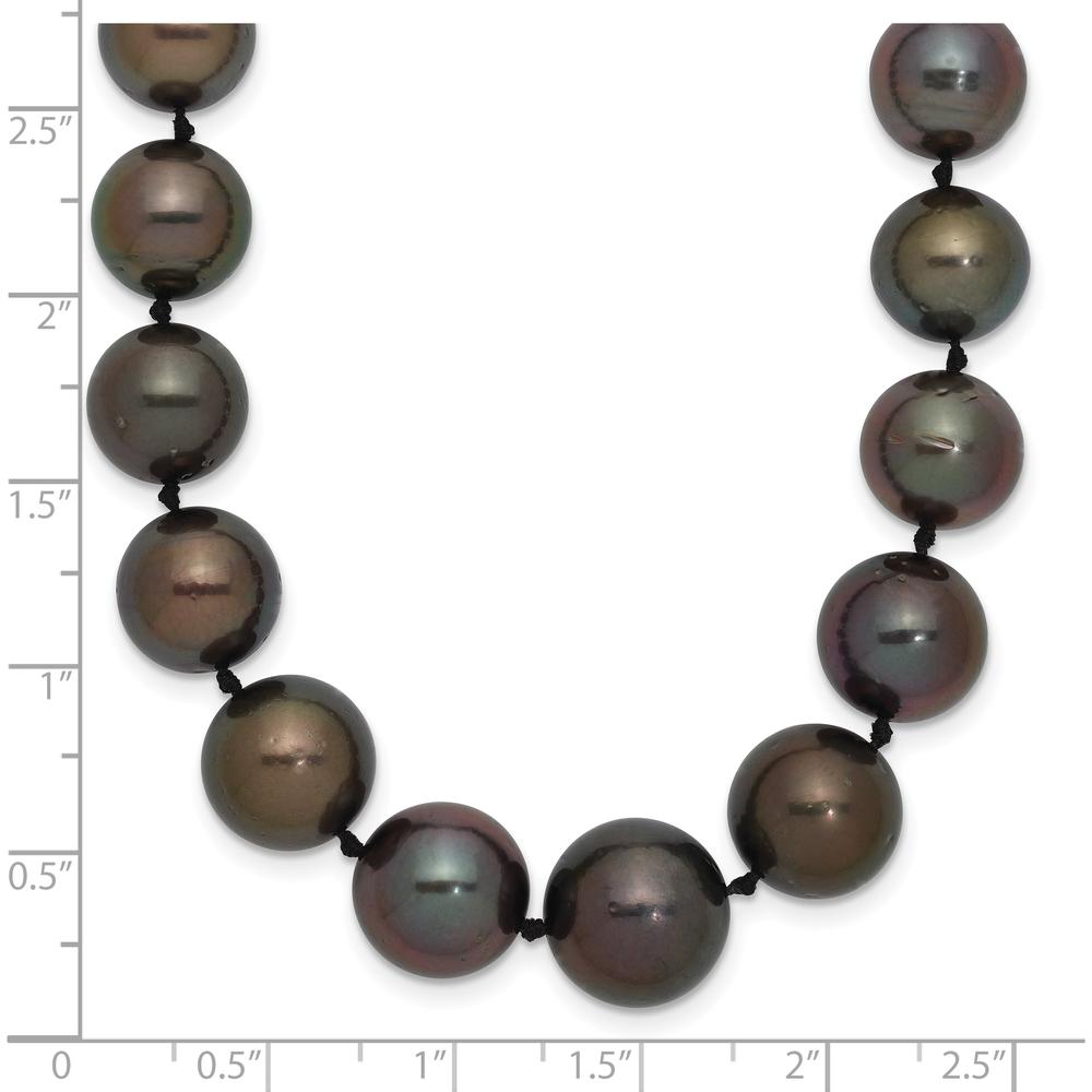 14K White Gold 9-12mm Black Semi-Round Tahitian Saltwater Cultured Pearl Graduated Necklace - 19" by Monteluci Fine Jewelry